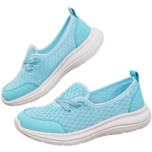 Comfortabele orthopedische schoenen met zachte zool en mesh, ademende slip-on boogondersteuning, comfortabele wandelschoenen, sportschoenen, lichte sneakers voor vrouwen, zomer, Blauw, 38 EU