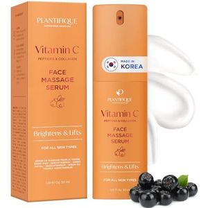 Plantifique Vitamine C Gezichtsserum, Korean Skin Care, anti-aging Gua Sha Massage Face Serum met zwarte bessen, peptiden, collageen - gezichtsverzorging pigmentvlekken, 30 ml (Vitamine C)