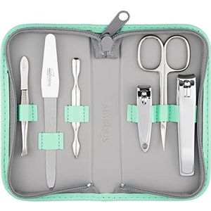 Manicureset Solingen met topprijs/prestatie - Kunstlederen etui handig en zacht - 6-delige nagelset voor vrouwen en mannen marQus van glanzend vernikkeld gepolijst staal