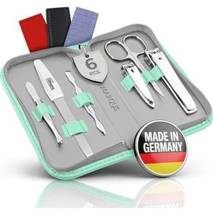 Manicureset Solingen met topprijs/prestatie - Kunstlederen etui handig en zacht - 6-delige nagelset voor vrouwen en mannen marQus van glanzend vernikkeld gepolijst staal
