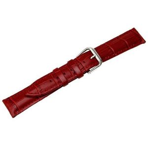 RECHERE Vervanging Lederen Horloge Band Strap Alligator Krokodil Graan Pin Gesp Zwart Bruin Blauw Wit Rood, Rood, 18mm, Modern