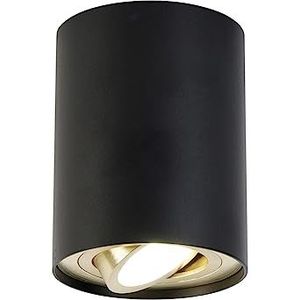 QAZQA - Modern Smart plafondspot zwart met goud incl. Wifi GU10 - Rondoo up | Woonkamer | Slaapkamer | Keuken - Aluminium Cilinder - GU10 Geschikt voor LED - Max. 1 x 4.5 Watt