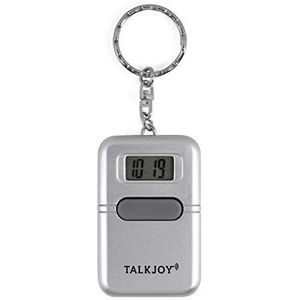 TalkJoy Sprekende klok sleutelhanger klok klok klok spraakopdracht blindenklok zakhorloge digitale seniorenklok LCD slechtzienden, zilver, Duits