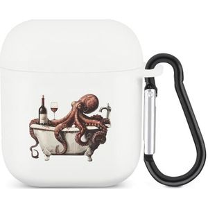 Octopus Badkamer Leuke Case Voor AirPods 2&1 Schokbestendige Beschermende Hoofdtelefoon Gevallen Cover Met Sleutelhanger Voor Mannen Vrouwen