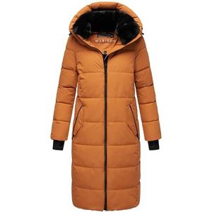 MARIKOO Winterjas voor dames, warme gewatteerde jas, lang, waterdicht, met afneembare kraag van imitatiebont, Zuraraa XVI XS-XXL, Rusty Cinnamon, M