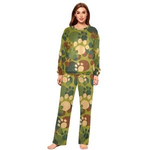 YOUJUNER Pyjama sets voor vrouwen, dierenpootafdruk, camouflage, militair, winter, warme nachtkleding, zomer, loungewear, set, pyjamaset, nachtkleding set, Meerkleurig, S