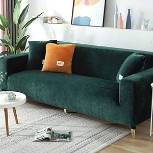 Luxe fluwelen bankhoes voor 2-, 3-, 4-zits, zachte pluche sofa beschermer, rekbare armsteun sofahoes, waterbestendige meubelbeschermer - donkergroen - stoel, 75 - 130 cm