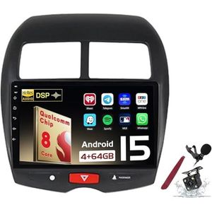 Android 15 Autoradio Sat Navi voor M-itsubishi ASX (2010-2016) 9 Inch Touchscreen Multimedia Speler met Draadloze Carplay GPS Navigatie FM RDS Bluetooth 5G-WiFi SWC DSP,M100s