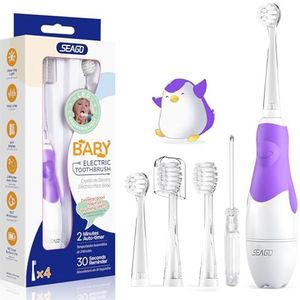 Seago SG-513 Elektrische tandenborstel voor kinderen, baby, kindertandenborstel, elektrisch vanaf 0-3 jaar, met ledlicht, smart timer, babytandenborstel, waterdicht, IPX7 sonische tandenborstel