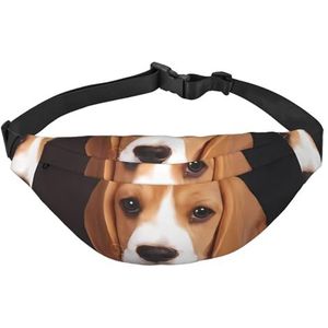 Ovely Pet Dog Beagle universele verstelbare riem voor dames en heren, voor wandelen, reizen, hardlopen, grote waterdichte crossbodytas, heuptas, Zwart, Eén maat