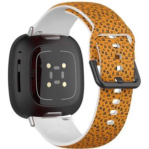 Sportbandje compatibel met Fitbit Sense / Sense 2 / Versa 4 / Versa 3 (Halloween kleurrijk oranje zwart) siliconen armband accessoire