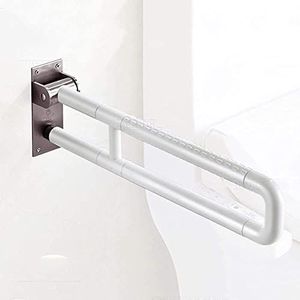 Badkamer handgreep leuningen, veiligheid armleuningen, grijpbar badkamer U-vormig, opvouwbare lift ondersteuning gehandicapte ouderen toilet hulproestvrij stalen handgreep/wit//A60cm