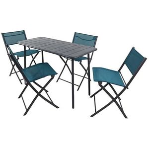 VCM 5-delige set bistroset eettafel tuinset balkonset stoel inklapbaar tafel tuin camping Sumila turquoise