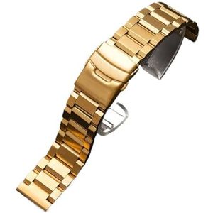 Jeniko 18/19/20/21/22/23/24/25mm Solid Rvs Horlogeband Metalen Vouwsluiting Mannen Vrouwen Armband Accessoires (Color : Gold, Size : 25mm)