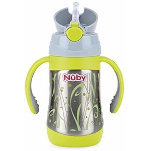 Nuby ID10279 Thermo roestvrijstalen rietje, 280 ml