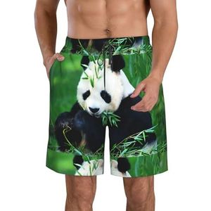 PHTZEZFC Strandshorts voor heren, panda-print, zomervakantie, strandshorts, casual, lichtgewicht trekkoord, Wit, XL