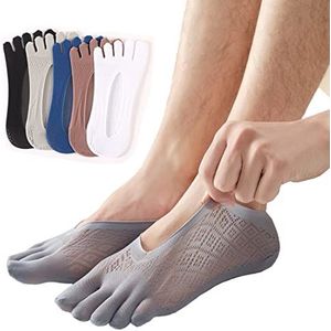 5 paar orthopedische compressiesokken dames heren volledige teen ademende yogasokken ultra laag gesneden voering met gel tab (stijl B (EU40-44)), Stijl B (EU40-44), Medium