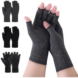 DALAETUS 3 paar artritis-handschoenen, artritis-handschoenen, vingerloze artritis-handschoenen, handpijnverlichting, koper, compressiehandschoenen, reuma, RSI, carpaal tunnel, gewrichtspijn