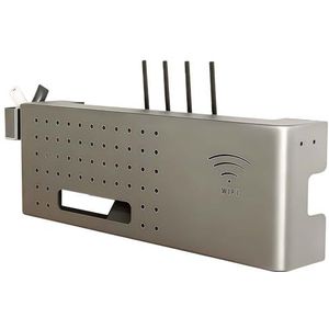 TAUIANE Wall-Mounted WiFi Storage Box, WiFi Box Hider, Metal Router Storage Box Shelf, Concealment Cabinet, Ideal Cable Management Solution for Living Room and Workspaces,Grijs,60 * 20 * 10cm