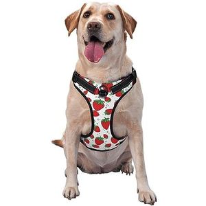 Ademend & Verstelbare Hond Harnassen Met Riem, Rode Cartoon Aardbei Hond Harnas Voor Grote Medium Kleine Hond