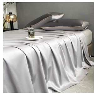 Katoenen laken met slechts 300 draden 100% katoenen platte lakens Extra zacht en ademend beddengoed Bovenlaken for dames, heren, kinderen, tieners (Color : Silver, Size : 180x230cm)