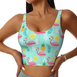 Flamingo Print Casual Wear Vrouwen Sport Vest Yoga Vest Workout Vest Voor Vrouwen Lichtgewicht Trendy, Zwart, S