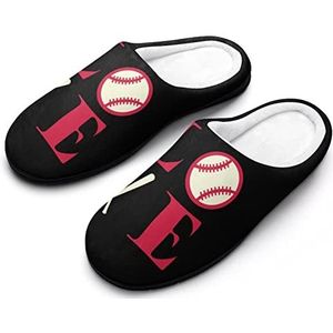 I Love Baseball Katoenen Slippers Voor Vrouwen Warme Anti-Slip Rubber Zool Huisschoenen Voor Indoor Hotel 7-8 (39-40)