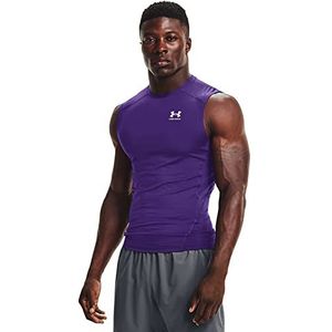 Under Armour heren Armour HeatGear compressieshirt zonder mouwen, Paars (500) / Wit, L