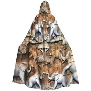 WURTON Natuur Olifanten Print Hooded Mantel Unisex Volwassen Mantel Halloween Kerst Hooded Cape Voor Vrouwen Mannen