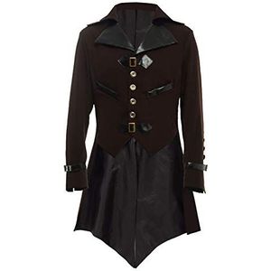 BLESSUME Gotisch Victoriaans Frack Steampunk VTG mantel jas Halloween Cosplay Kostuum, bruin, 3XL