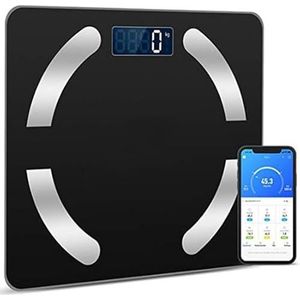 HealthyTech Weegschaal Personenweegschaal - Digitale Weegschaal met Lichaamsanalyse - 12 Analyses