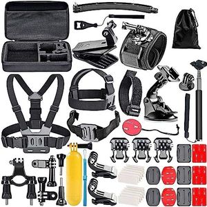 Navitech 50-in-1 Actiecamera Accessoires Combo Kit met EVA Case - Compatibel met AKASO Brave 7 LE 4K 30FPS 20MP WiFi-actiecamera
