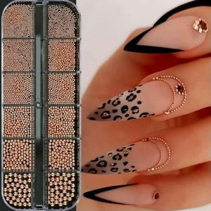 stuks roestvrijstalen kaviaarkralen voor nagelkunst, gemengde maten, legering, goud/zilver, pistoolkralen, nagelbedels, 0,8-3,0 mm, manicurebal - 22 stuks