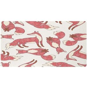 VAPOKF Rode mandala-bloemen vossen keukenmat, antislip wasbaar vloertapijt, absorberende keukenmatten loper tapijten voor keuken, hal, wasruimte