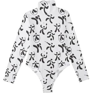 LI ZHI XIN Rompertjes met lange mouwen voor dames, eendelige jumpsuit met hoge hals, coltrui, turnpakje, top voor meisjes, dans, workout, fitness, bodysuit, sport, cartoon, graffiti, Meerkleurig, S