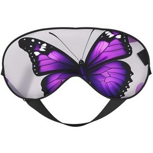 Paarse vlinder en bloem dubbelzijdig slaapoogmasker, comfortabele zachte blinddoek met verstelbare riem, blokkeert licht
