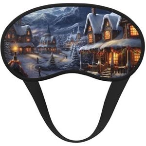 Kerstdorp slaapmasker voor dames en heren, zacht en comfortabel slaapmasker, verduisterend slaapmasker voor reizen, yoga, dutje in ploegendienst