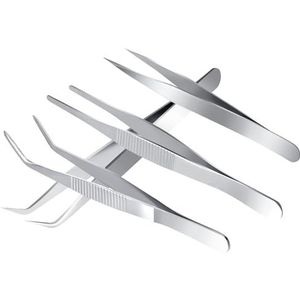Tapvai Pincet Set van 4 professionele platte punt en gebogen pincet voor waterdieren, koraal, handwerk, keuken, reparatie