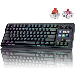 Mechanisch Toetsenbord voor Stream Deck van MMOBIEL - QWERTY Hot-Swappable RGB Keyboard met 6 Programmeerbare LCD Macrotoetsen & 3 Draaiknoppen voor OBS, Streamen, Videobewerking – voor Windows/macOS