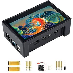 Waveshare 4.3 Inch Touchscreen DSI LCD met Case voor Raspberry Pi 4B, 800 × 480 Resolutie IPS Monitor Capacitieve Scherm Ondersteuning Raspbian/Ubuntu/Kali/Retropie/WIN10 IoT