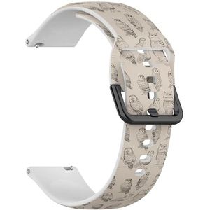 RYANUKA Compatibel met Ticwatch Pro 3 Ultra GPS/Pro 3 GPS/Pro 4G LTE/E2/S2 (Diverse uilen Retro) 22 mm zachte siliconen sportband armband armband, Siliconen, Geen edelsteen