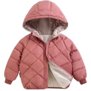 Kinderdonsjack Ultrazachte geïsoleerde jassen Kinderen Warme winterkleding Jongens Meisjes Lichtgewicht gewatteerde bovenkleding Winddichte capuchon Winterjassen Jas for jongens en meisjes(Red,7T)
