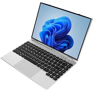 HD Laptop, 2.4G/5G WiFi Quad Core CPU 14 Inch Touchscreen Vingerafdruklezer Tablet Laptop voor op Reis (16 GB + 256 GB EU-stekker)