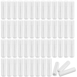 Dadabig 50 stuks lippenstiftcontainer, doe-het-zelf navulbare lippenstift, lege balsem, kunststof buis, met deksel, voor doe-het-zelf zelfgemaakte lippenstift, wit