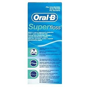 Mondelinge B SuperFloss - Flosdraad - Voor Beugelbruggen - 50 Voorgesneden Strengen