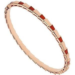 Licht roségouden slangenbeen Zirkoonarmband wit parelmoer rode agaat prachtige eenvoudige sieraden Rose goud groen