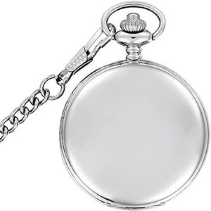 Een vintage zakhorloge. Een geschenk voor mannen Steampunk Zakhorloge Heren Met Fob Nacklace Chain Quartz Horloges Heren Dames-Goud (Color : Silver)
