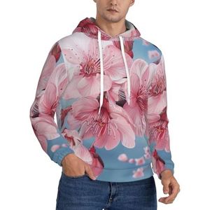 Jkkghll Japanse Kersenbloemen Print Mannen Hooded Warme Lichtgewicht Trui Voor Winter Herfst En Lente Casual Wear, Zwart, XS
