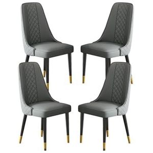 Keukeneetkamerstoel Set van 4 houten poten Moderne stoelen Armleuning Loungebarstoelen Hoge rugleuning Gewatteerde zachte zitting