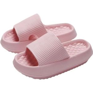 Jhsm-danielfan Set van 2 dikke pantoffels voor dames met plateauzool en wolk - EVA-zachte zool kussentjes voor zomer, strand en thuis, antislip badslippers, roze, 40 EU